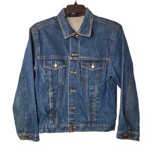 Generation‎ One Denim Jacket Mens Large Blue Cotton Button Up Trucker Coat